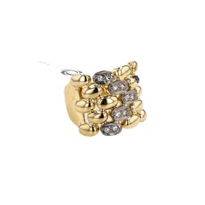 ANILLO CON ZIRCONES 2 OROS 18K