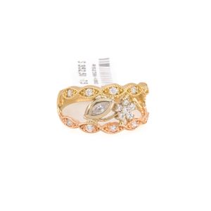 ANILLO 3 OROS CON ZIRCONES 18K
