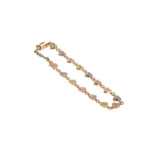PULSERA CORAZONES CON ZIRCONES 18K