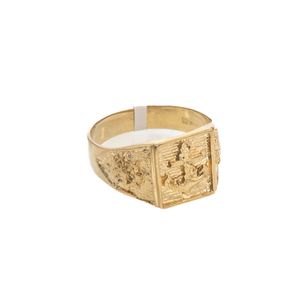 ANILLO PLACA CON ANCLA 18K