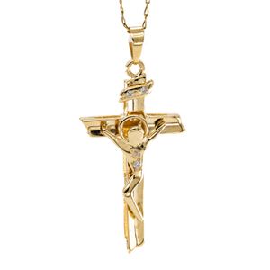 DIJE CRUCIFIJO CON ZIRCONES 18K