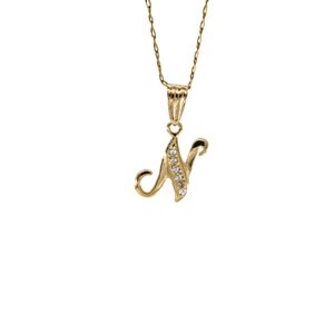 DIJE LETRA N CON ZIRCONES 18K