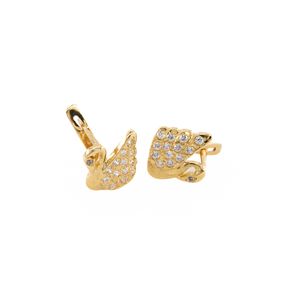 ARETES CORTOS CISNE 18K