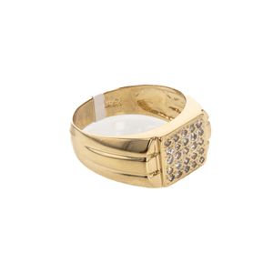 ANILLO PLACA CON ZIRCONES 18K