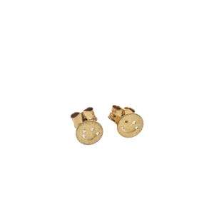 ARETES TOPOS CARA FELIZ 18K