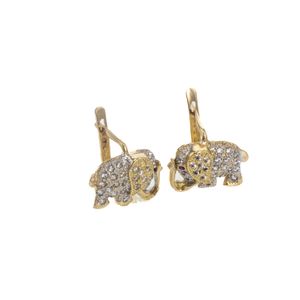 ARETES CORTOS ELEFANTES CON ZIRCONES 18K