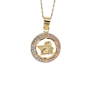 DIJE REDONDO ANGEL CON ZIRCONES 18K