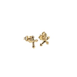 ARETES TOPOS CRUZ 18K
