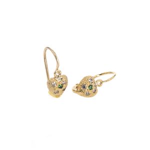 ARETES ZARCILLOS CORAZON CON ZIRCONES 18K