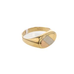 ANILLO PLACA CON 3 TONOS 18K