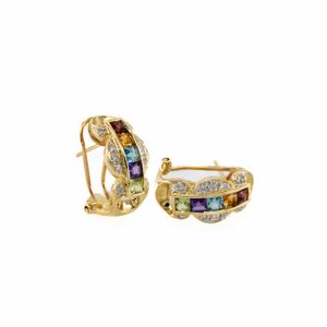 ARETES CORTOS CON ZIRCONES 18K