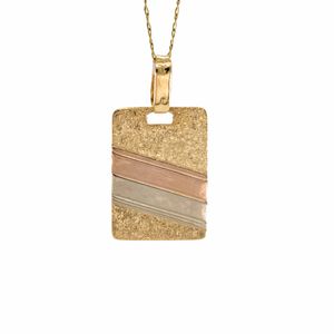 DIJE PLACA 3 TONOS 18K
