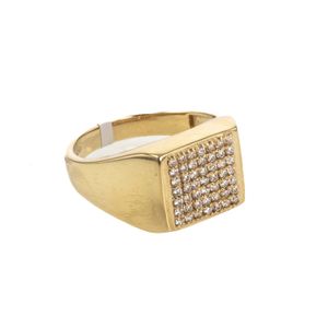 ANILLO PLACA CON ZIRCONES 18K