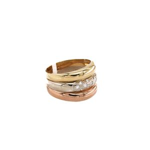 ANILLO 3 TONOS CON ZIRCONES 18K