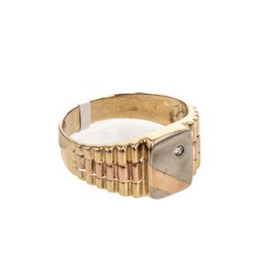 ANILLO PLACA 3 TONOS 18K