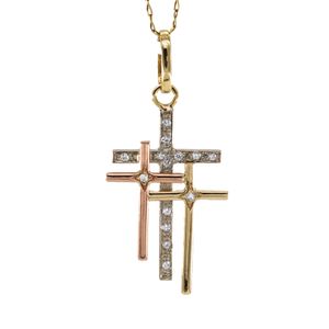 DIJE CRUCES 3 TONOS 18K