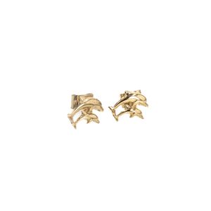 ARETES TOPOS DELFINES 18K