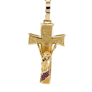 DIJE CRUCIFIJO CON ZIRCONES 18K