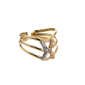 ANILLO 3 TONOS CON ZIRCONES 18K