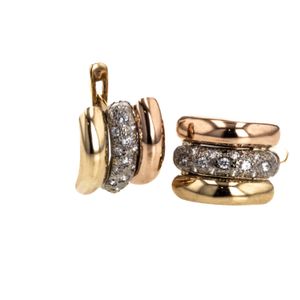 ARETES CORTOS 3 TONOS 18K