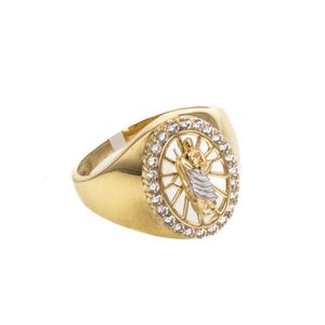 ANILLO CRISTO CON ZIRCONES 18K