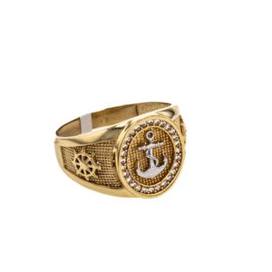 ANILLO ANCLA CON ZIRCONES 18K