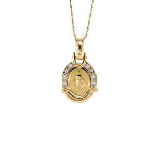 DIJE VIRGEN CON ZIRCONES 18K