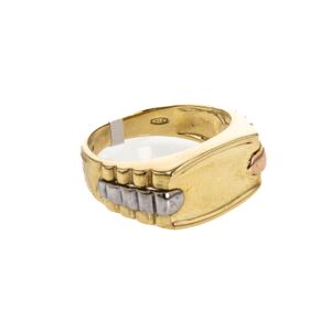 ANILLO PLACA 3 TONOS 18K