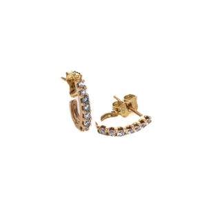 ARETES TOPOS 2 TONOS CON ZIRCONES 18K