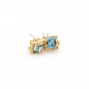 ARETES CORTOS PIEDRAS 18K