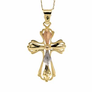 DIJE CRUZ 3 TONOS 18K