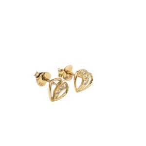 ARETES TOPOS CORAZON CON ZIRCONES 18K